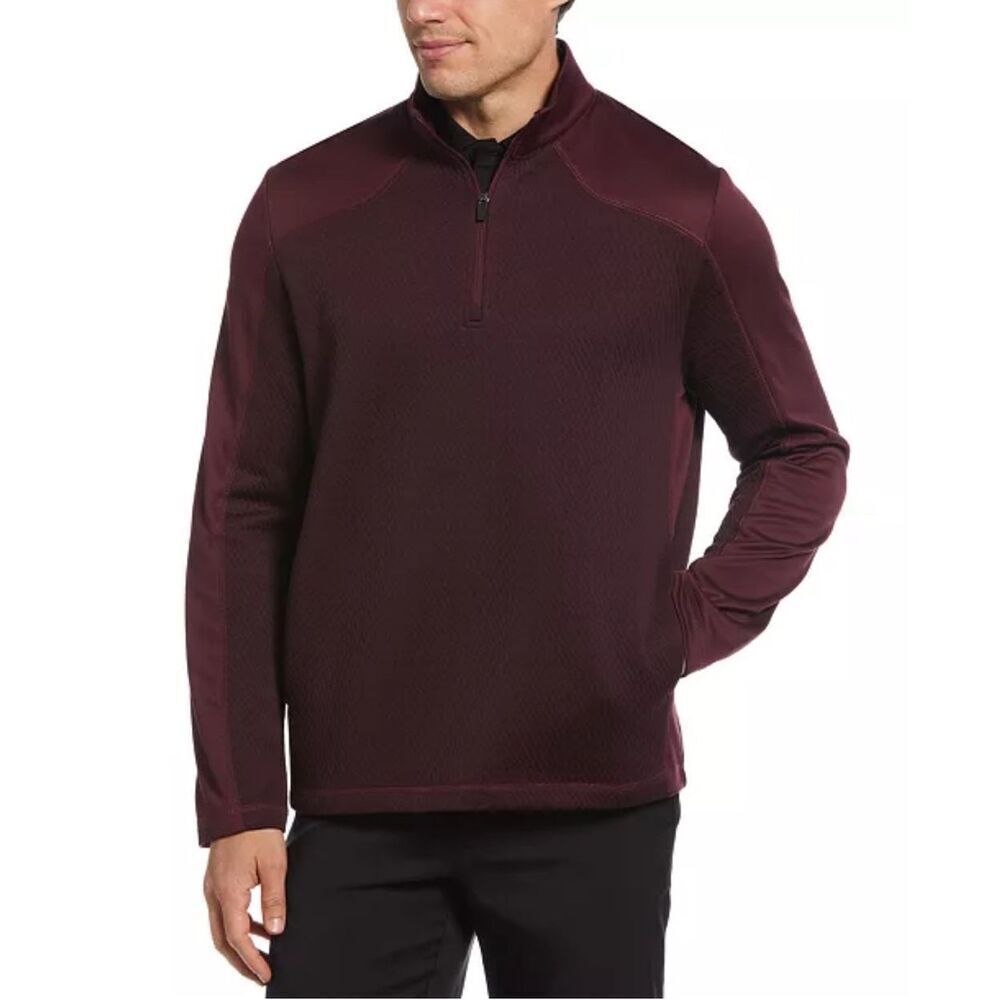 PGA Tour NWT Lux on Lux Long Sleeve Quarter-Zip Sweatshirt Fig Caviar Heather